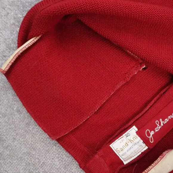 VTG 60s Spaulding Sand Knit Pins Varsity Medium Red Long Sleeve Cardigan Sweater